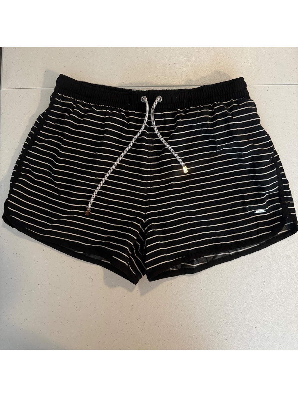 Zara Man Black and White Striped Swim Shorts XL